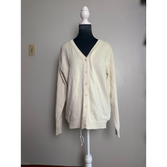 Brandy Melville Sweaters - Brandy Melville Cream Oversized V-Neck Button Front Knit Cardigan Sweater chunky